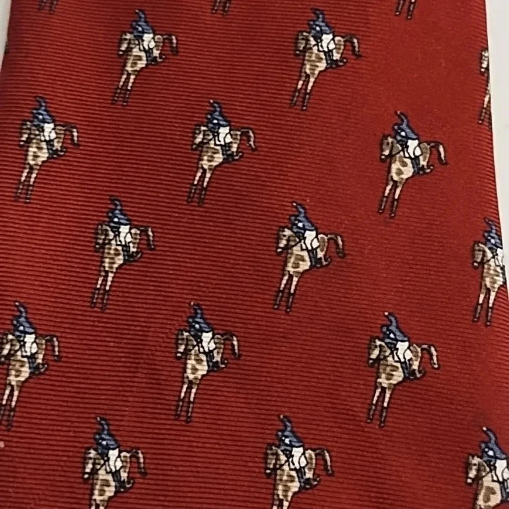 Gant Silk Polo Horse Print Tie Burgundy, Navy Tan